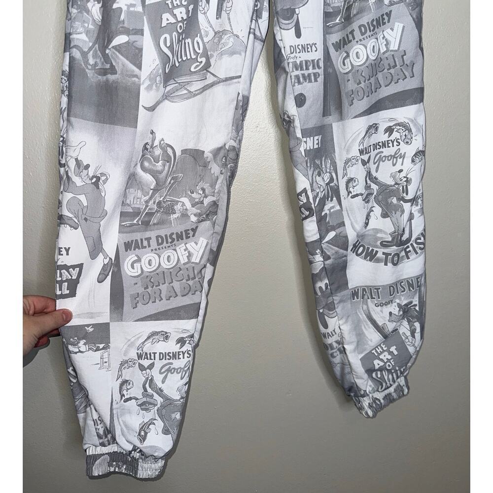 Disney Mickey Goofy 90th Anniversary Track Pants Gray White Graphic Print Small - Picture 4 of 7